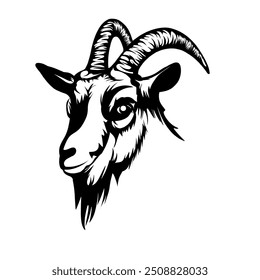 Goat head vector line art,design illustration 