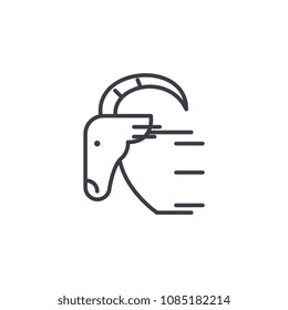 goat head vector line icon, sign, illustration on background, editable strokes