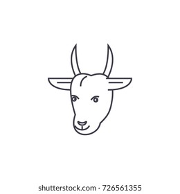 goat head vector line icon, sign, illustration on background, editable strokes