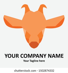Goat head vector logo design in orange color