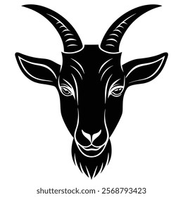 Goat head vector silhouette art illustration