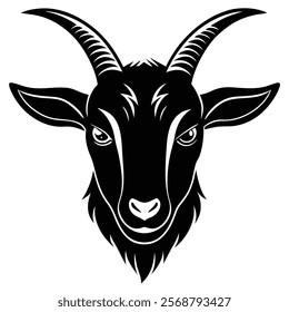Goat head vector silhouette art illustration
