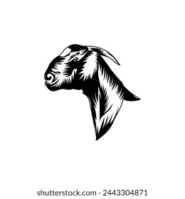 Goat Head Vector Silhouette Illustration