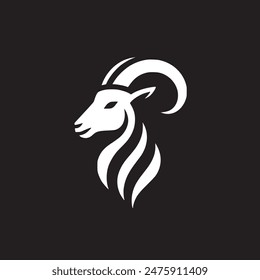 Goat head vector in simple black and white color for logo