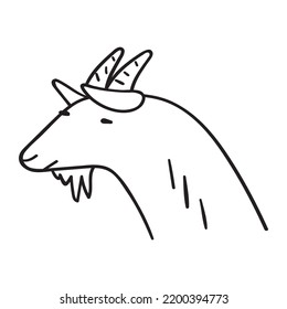 Goat head. Vector simple outline illustration on white background.