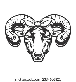 goat headband bandana line art. Farm Animal. goat logos or icons. vector illustration