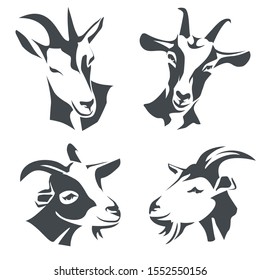 goat heads collection, stylized vector logo template