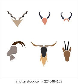 goat heads with horns geometrical animal heads fully edit able vector files