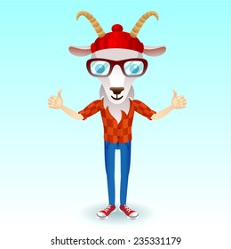 Goat hipster character