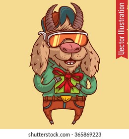 Goat hipster. Vector illustration
