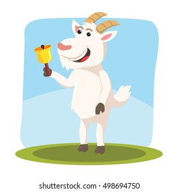 goat holding bell vector illustration design