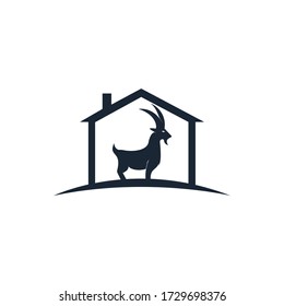 Goat home Logo Template vector design. A beard goat logo concept.