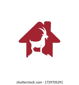 Goat home Logo Template vector design. A beard goat logo concept.