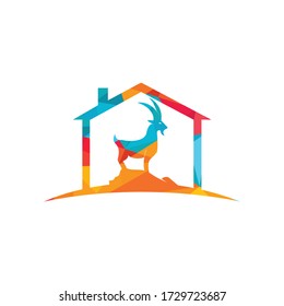 Goat home Logo Template vector design. A beard goat logo concept.