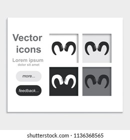 Goat horns placed on web page template flat vector icon.