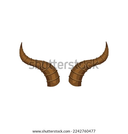 Goat horns vector illustrations set. Cartoon drawing of shape of horns of wild animal isolated on white background. Wildlife, hunting, decoration concept