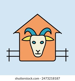 Goat house flat icon. Farm animal sign. Graph symbol for your web site design, logo, app, UI. Vector illustration