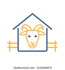 Goat house isolated icon. Farm animal sign. Graph symbol for your web site design, logo, app, UI. Vector illustration