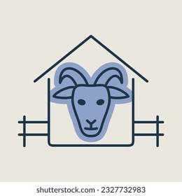 Goat house isolated icon. Farm animal sign. Graph symbol for your web site design, logo, app, UI. Vector illustration