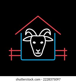 Goat house isolated on dark background icon. Farm animal sign. Graph symbol for your web site design, logo, app, UI. Vector illustration