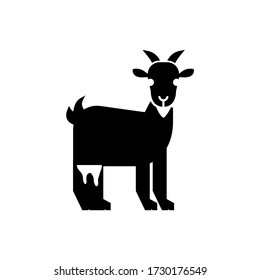 Goat icon. Black color image of an animal. Flat icon.