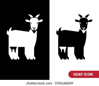 Goat icon. Black color image of an animal. Flat icon.