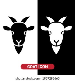 Goat icon. Black color image of an animal. Flat icon.
