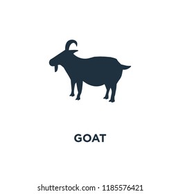 Goat icon. Black filled vector illustration. Goat symbol on white background. Can be used in web and mobile.