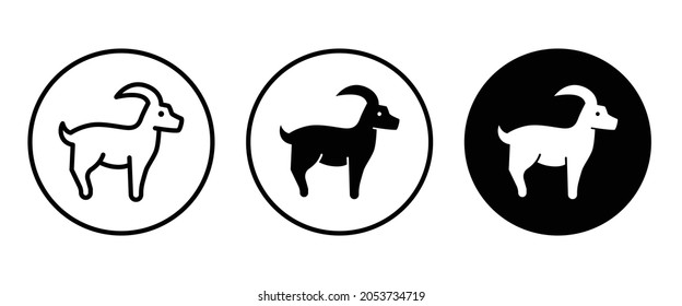 goat icon button, vector, sign, symbol, logo, illustration, editable stroke, flat design style isolated on white, rural farm animals