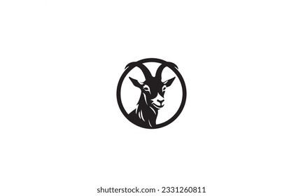 Goat Icon Design black simple flat on white background 
