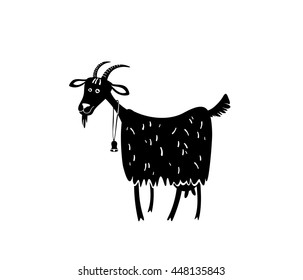 Goat icon.  Farm animal. Cartoon goat. Goat on white background. Vector silhouette.