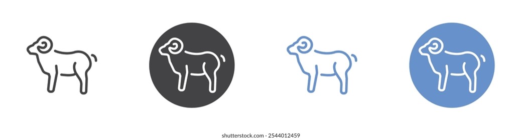 Goat icon Flat set in black and white color