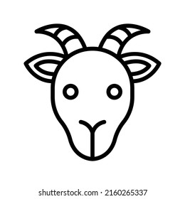 Goat Icon. Line Art Style Design Isolated On White Background