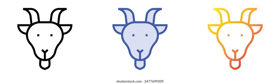 goat icon. Linear, Blue Fill and Gradient Style Design Isolated On White Background