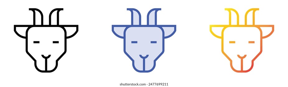 goat icon. Linear, Blue Fill and Gradient Style Design Isolated On White Background