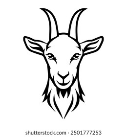 goat icon or modern line symbol. Vector line art and icon design with bold outline. Black and white Pixel Perfect minimalistic symbol isolated white background. Silhouette simple thin sign