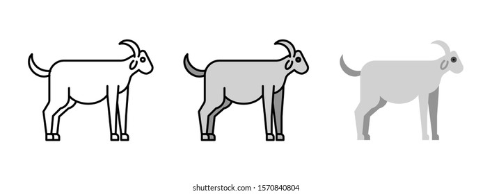 Goat icon set isolated on white background for web design