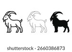 Goat Icon Set Multiple Style.Thin, Light Regular And Bold style design isolated on white background