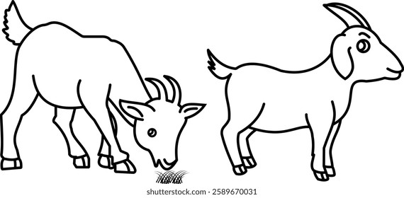 Goat icon, silhouette symbol design. Goat, sheep, lamb line art, Domestic. Vector illustration.