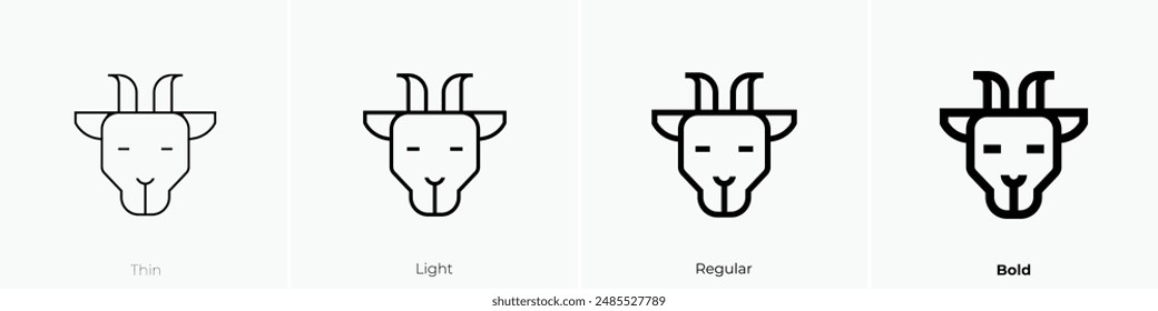 goat icon. Thin, Light Regular And Bold style design isolated on white background