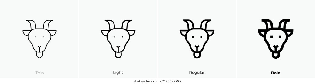 goat icon. Thin, Light Regular And Bold style design isolated on white background