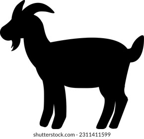 Goat icon vector illustration. Silhouette goat icon for livestock, food, animal and eid al adha event. Graphic resource for qurban design in islam and muslim culture