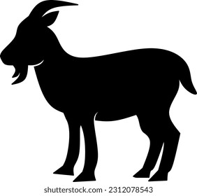 Goat icon vector illustration. Silhouette goat icon for livestock, food, animal and eid al adha event. Graphic resource for qurban design in islam and muslim culture