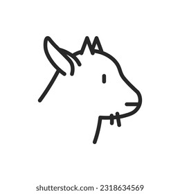 Goat Icon. Vector Outline Editable Sign of Farm life, Farm Vet Clinic Services. Cute Lamb Kid Illustration.