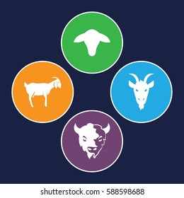 goat icons set. Set of 4 goat filled icons such as 