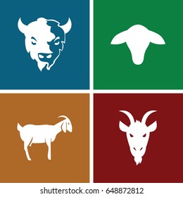 Goat icons set. set of 4 goat filled icons such as