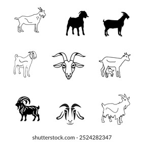 Goat Icons set illustration vector editable