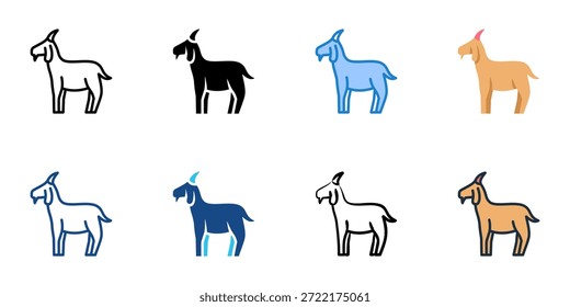 Los iconos de cabra establecen una colección de estilo múltiple. Trazo editable 
