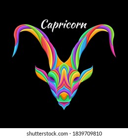 goat illustration for the capricorn zodiac symbol. colorful or popart style. for clothing and poster design.