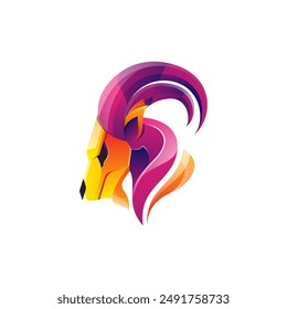 The goat illustration design uses a modern style with a colorful appearance